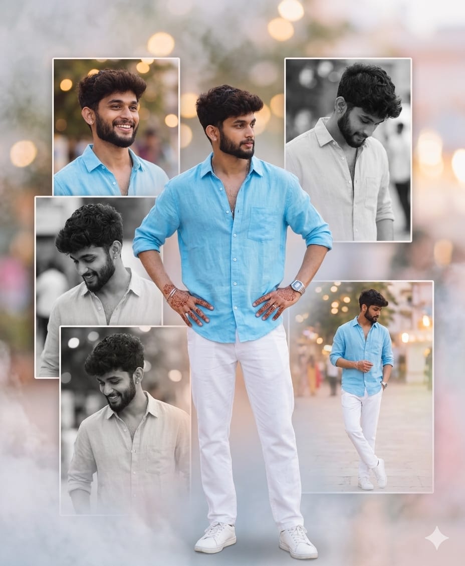 Dreamy Collage Indian Portrait Prompt for Social media post