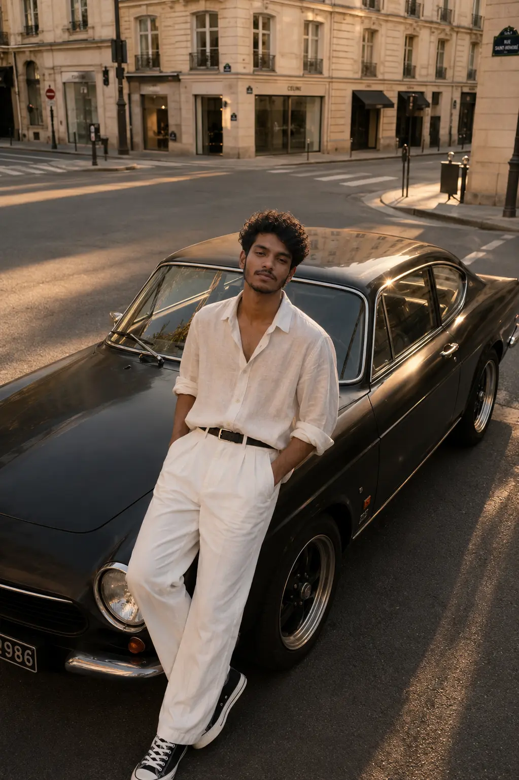 Golden Hour Vintage Street Cinematic Portrait