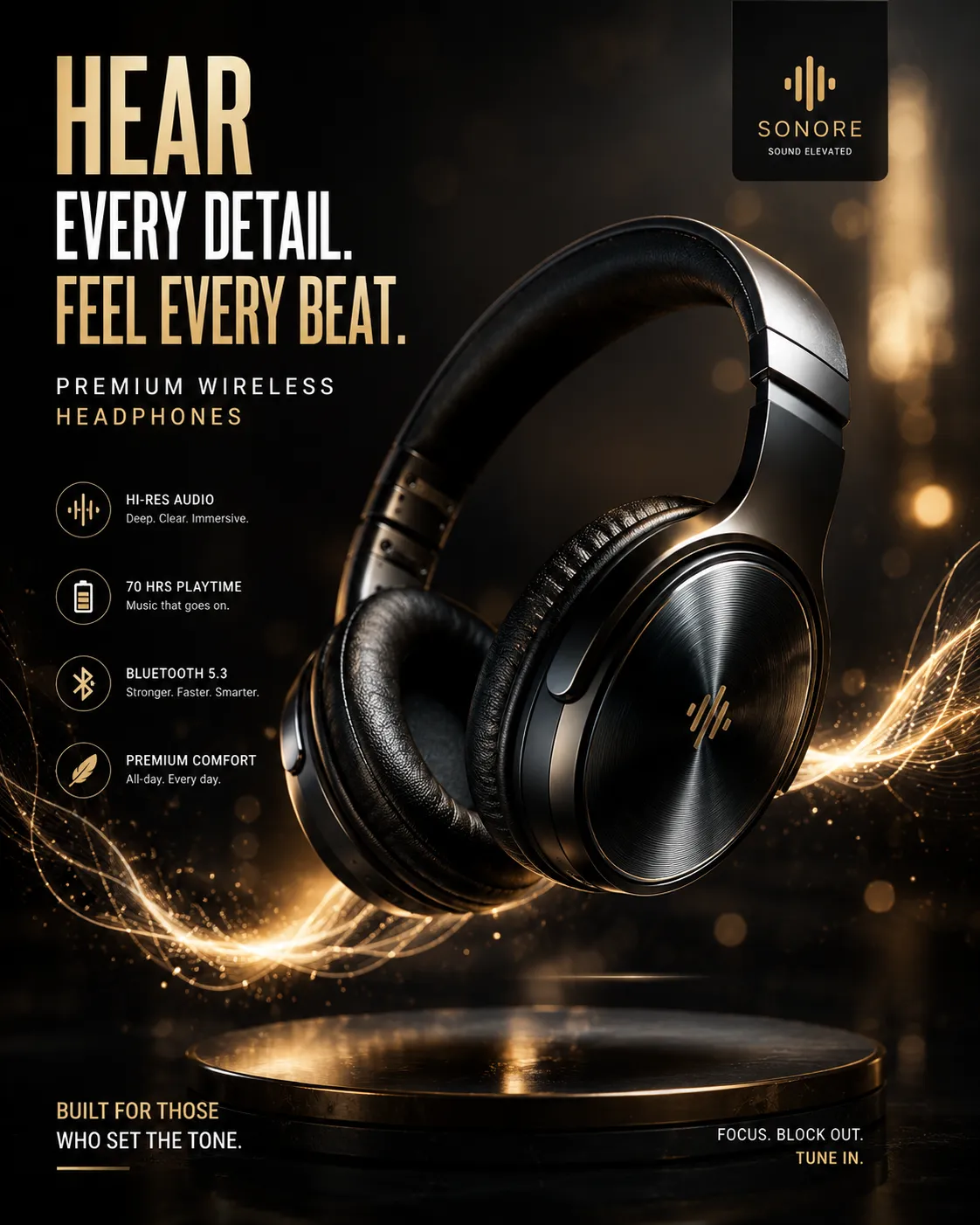 Luxury Headphones Advertisement Poster Prompt